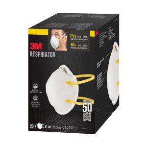 3M Atemschutzmaske FFP1, 20er-Packung. Staubmaske zum Schutz der Atemwege bei Schleif- und Reparaturarbeiten.