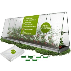 TTL GARDEN Folientunnel Set PEAK XXXL 600x120x180 cm mit PE Folie. Großes Foliengewächshaus für Pflanzen.