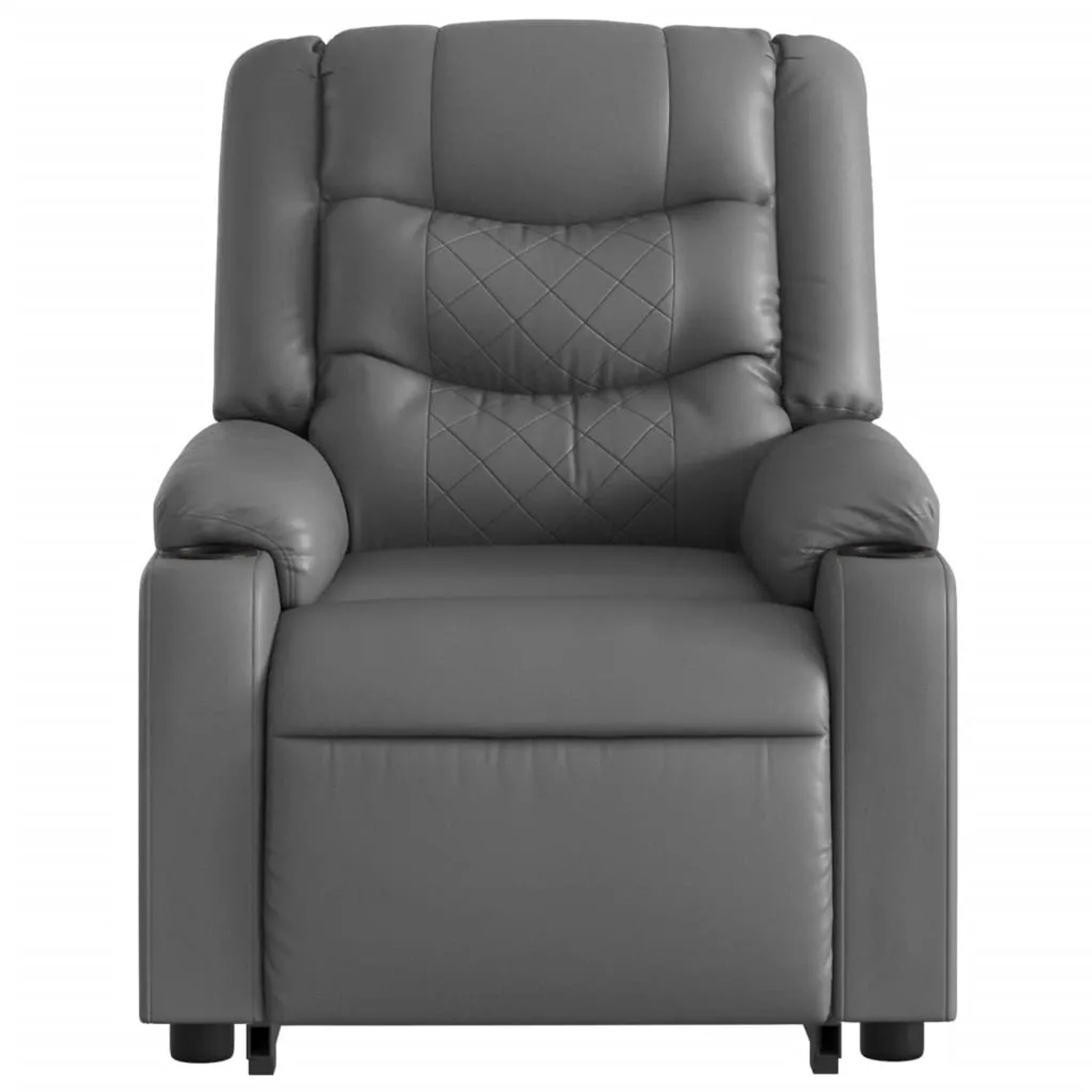 Grauer vidaXL Massagesessel mit Aufstehhilfe aus Kunstleder, Relaxsessel für Senioren.