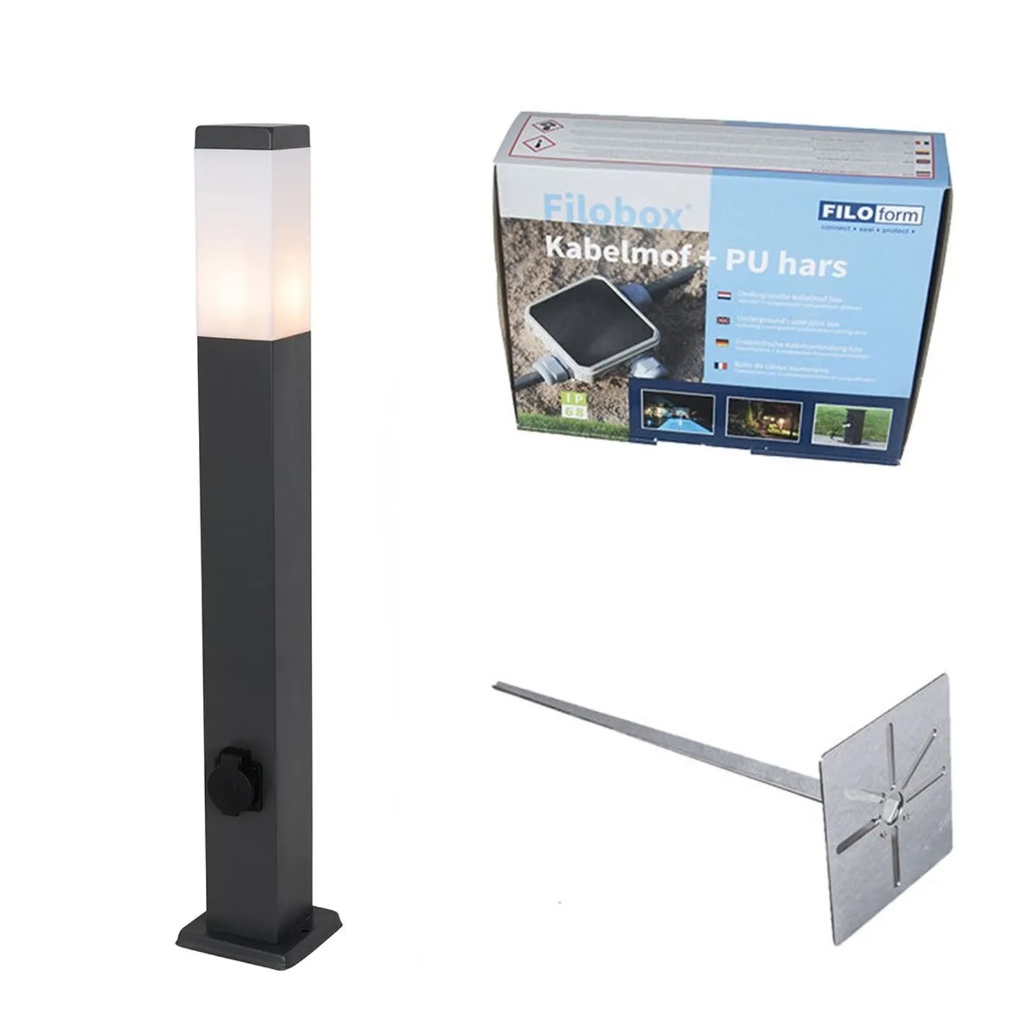 QAZQA Außenleuchte Dunkelgrau 80 cm mit Fassung IP44 Malios