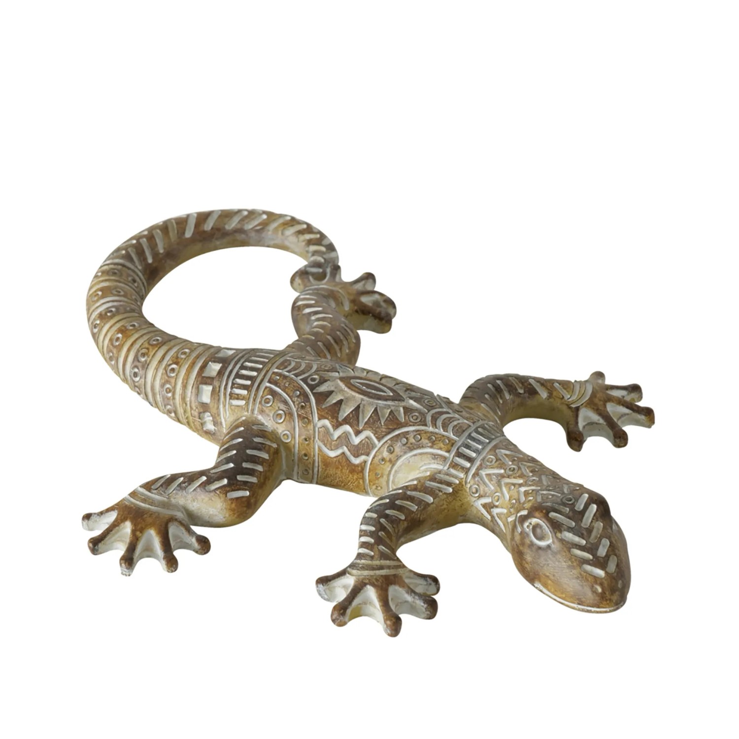 Dekorative, braune Boltze Figur Lolly in Eidechsenform mit weißen Mustern, 3x16x22,5 cm.