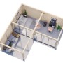 Palmako Pavillon Bianca Set 214, 588x588 cm, weiß lackiert. Weekendhaus mit Schiebetüren und Sichtschutzzaun.