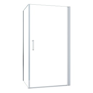 Eckige AICA Pendeltür Duschkabine, 76x76cm, Alu Silber Matt, 5mm ESG Glas.