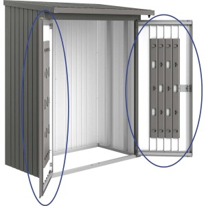 Biohort Türpaket für WoodStock 150 Kaminholzregal, Quarzgrau-Metallic, mit Ordnungssystem.