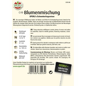 Samenpackung Sperli Schmetterlingswiese Blumenmischung mit Wildblumen für Schmetterlinge.