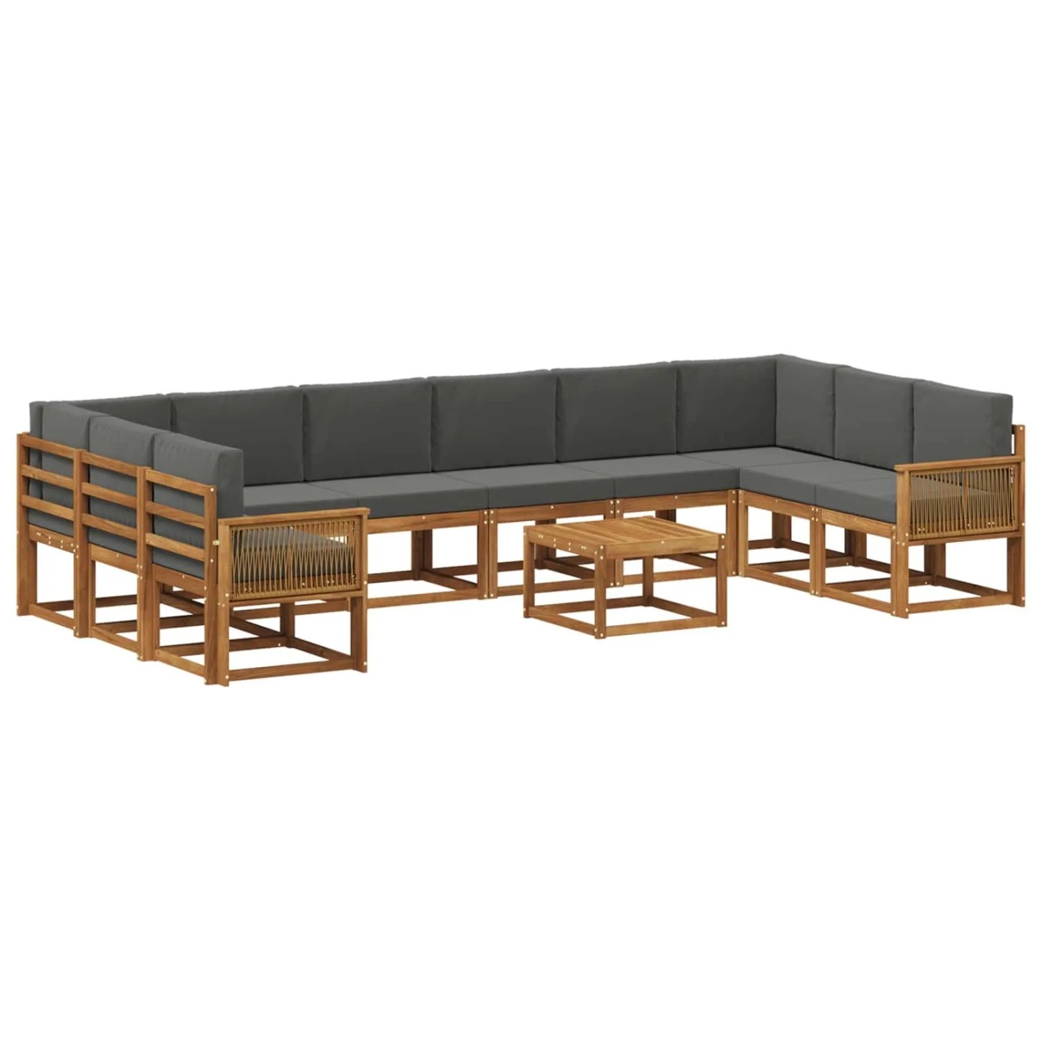 vidaXL Outdoor-Sofagarnitur mit Kissen 11 Stk Natur und Anthrazit 3385598