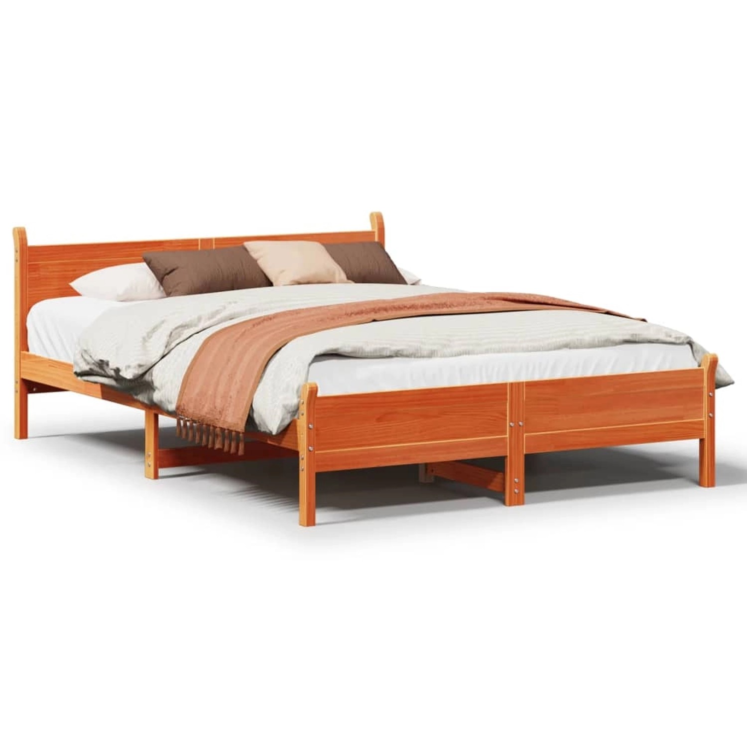 vidaXL Massivholzbett ohne Matratze Wachsbraun 135x190 cm Kiefernholz 85560 günstig online kaufen