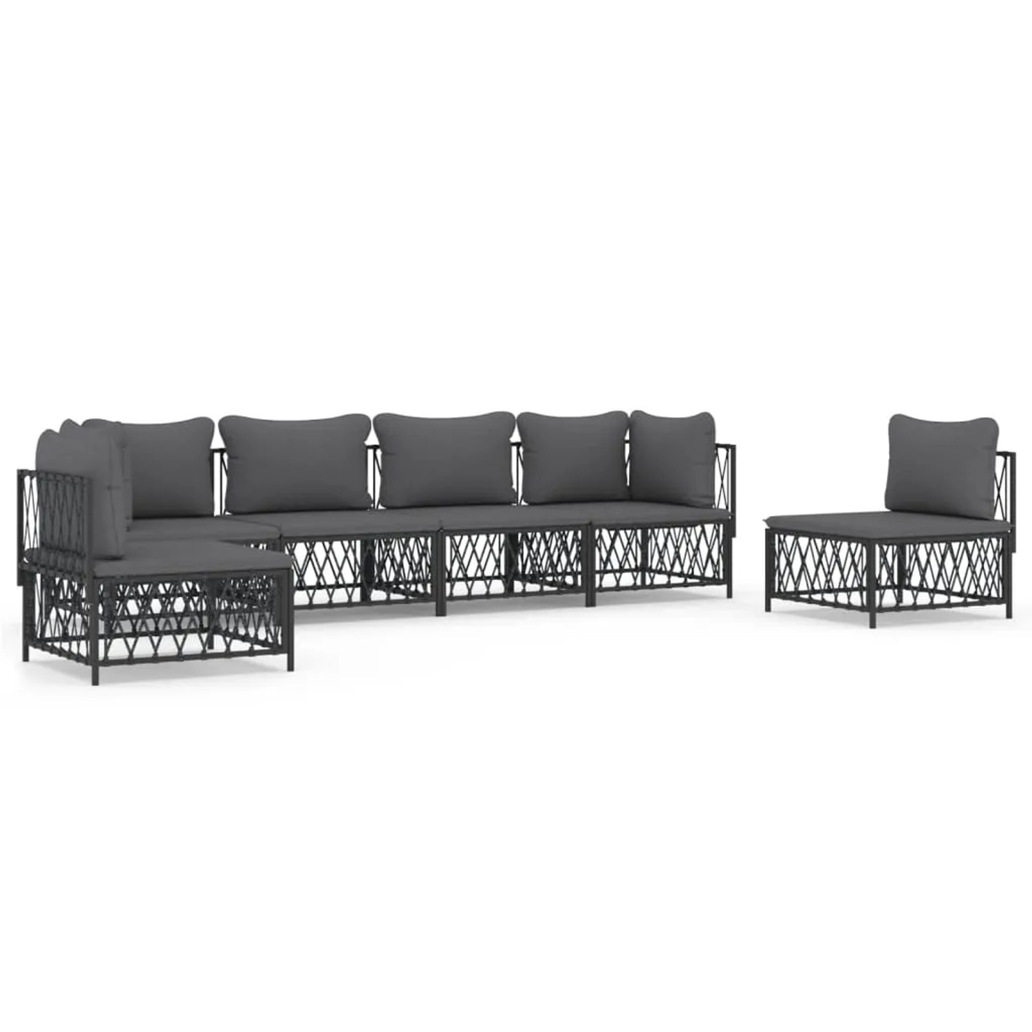 vidaXL 6-Tlg Garten-Lounge-Set mit Kissen Anthrazit Stahl 3186843