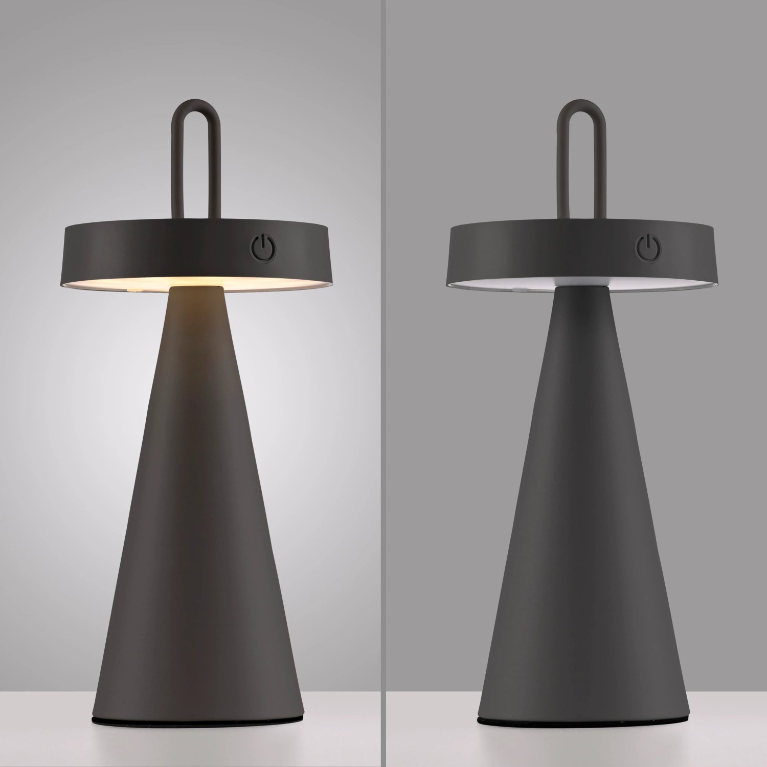 Schwarze LED-Akku-Tischleuchte Alwa, 28,9 cm hoch, für Innen & Außen. Dekoleuchte mit warmweißem Licht.