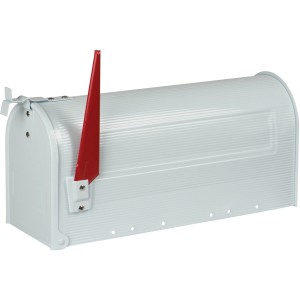 Burg Wächter US-Mailbox 891 Weiß: Weißer Briefkasten mit roter, schwenkbarer Fahne.