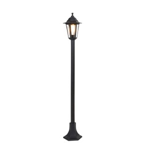 Schwarze QAZQA Laterne New Haven für den Außenbereich, klassische Gartenleuchte mit E27 Fassung und IP44 Schutz.