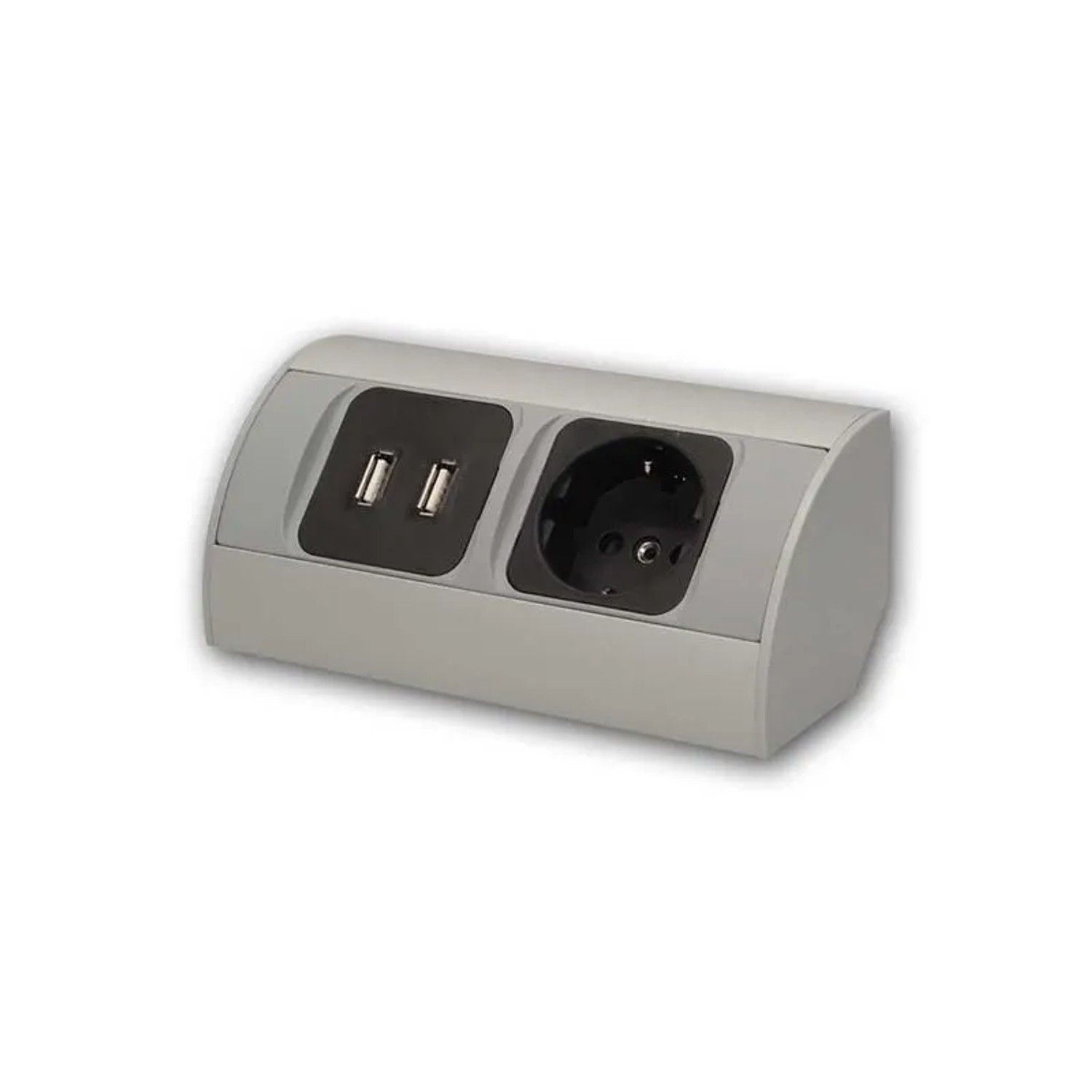 Orno Aufbau-Steckdose 1-fach + 2x USB Schwarz Silber 230V 3680W