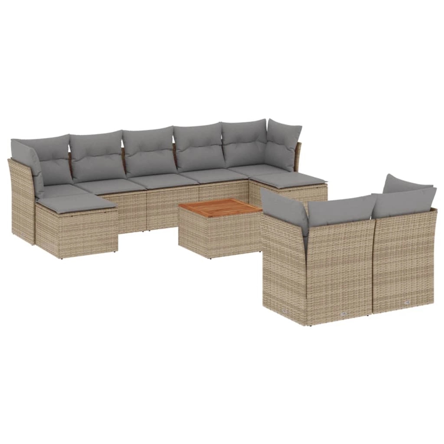 vidaXL 10-Tlg Garten-Sofagarnitur mit Kissen Beige Poly Rattan 3256206 günstig online kaufen