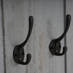 BERLINLODGE Garderobe 2er-Set 109x28x5,5cm Wandhaken Holz Grau Shabby