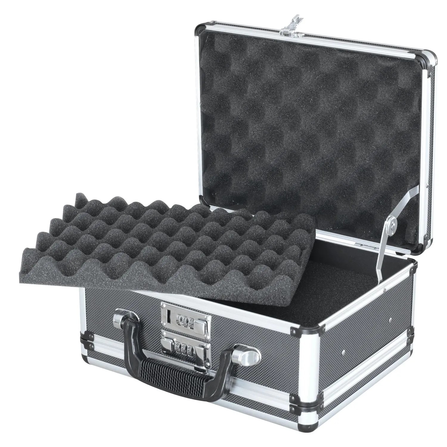HMF 14411-02 Alu Transportkoffer Doppelseitig 31 x 26 x 15 cm Schwarz_3