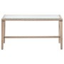 Beiger Couchtisch aus Polyrattan mit Glasplatte, Teil des vidaXL Garten-Lounge-Sets.