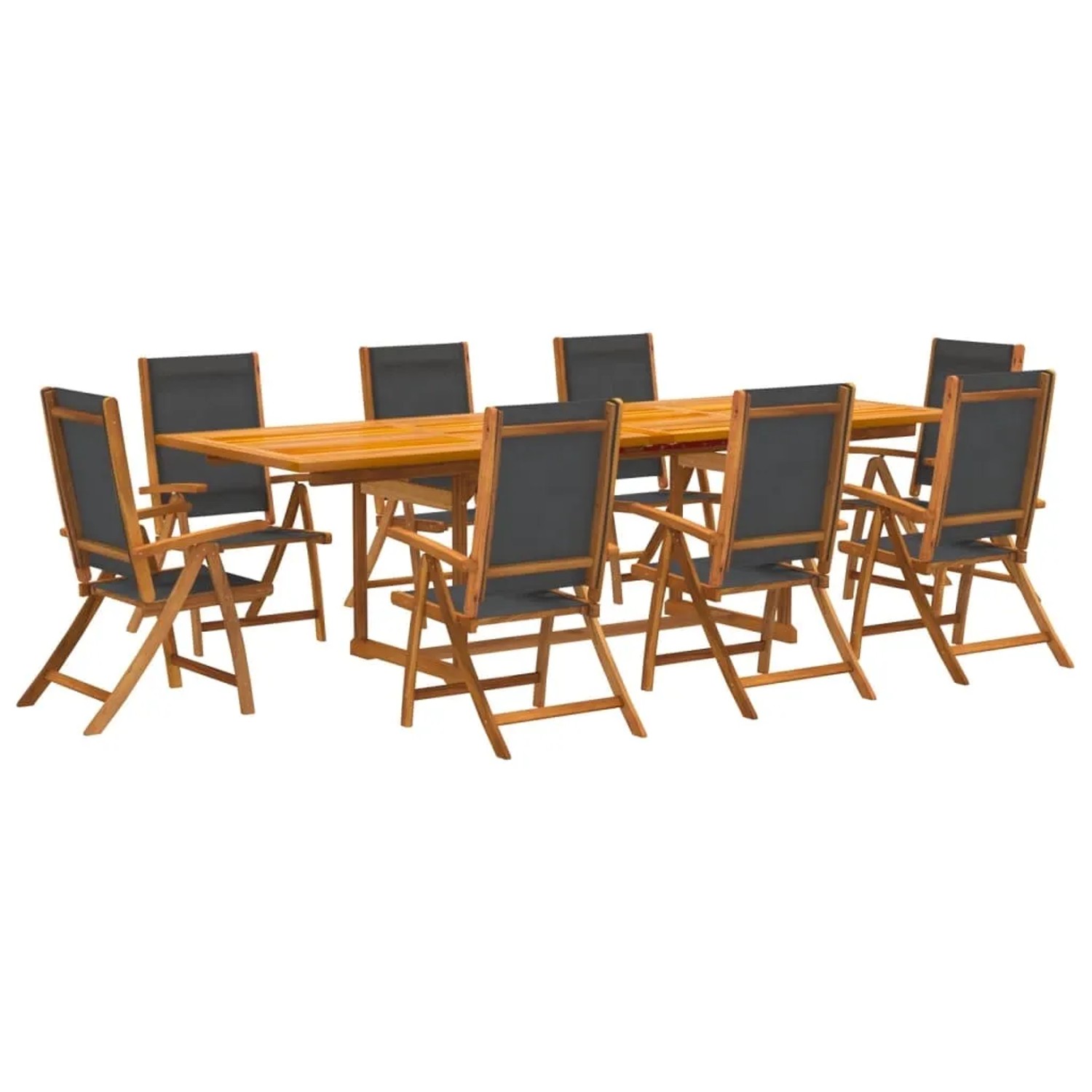 vidaXL 9-Tlg Garten-Essgruppe Massivholz Akazie und Textilene 3279265