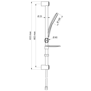 Delabie Brausegarnitur Monostrahl mit Brausestange Ø25 mm