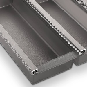 SOTECH Cuisio Besteckeinsatz 55mm Transluzent Graphitgrau mit Messerblock Für Blum Legrabox 473mm mit Korpusbreite 600mm