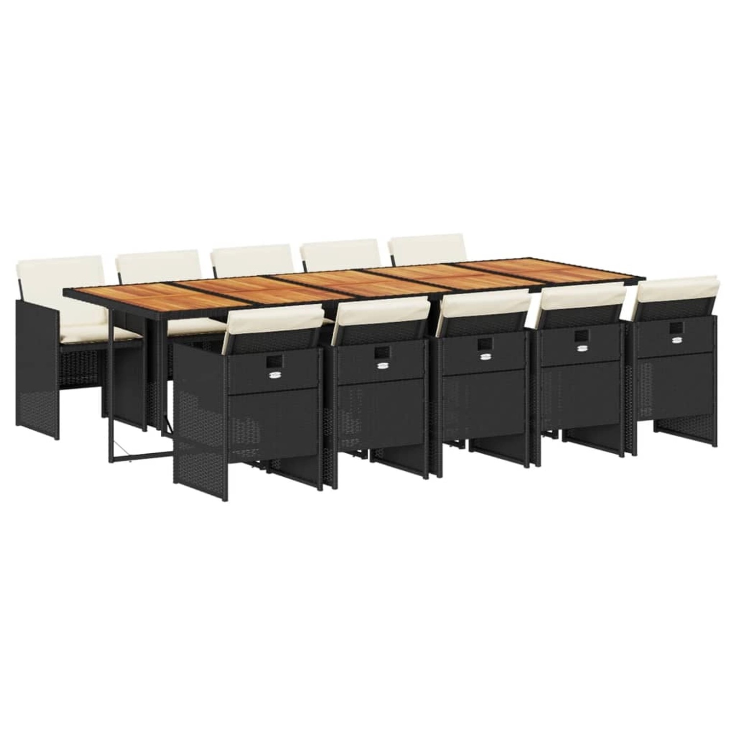 vidaXL 11-Tlg Garten-Essgruppe mit Kissen Schwarz Poly Rattan 3277706 günstig online kaufen