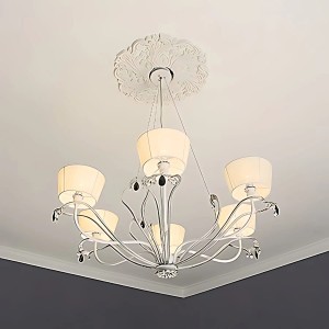 Weiße PROFHOME Deckenrosette aus Polyurethan, 52cm Durchmesser, Stuckrosette als Zierelement.