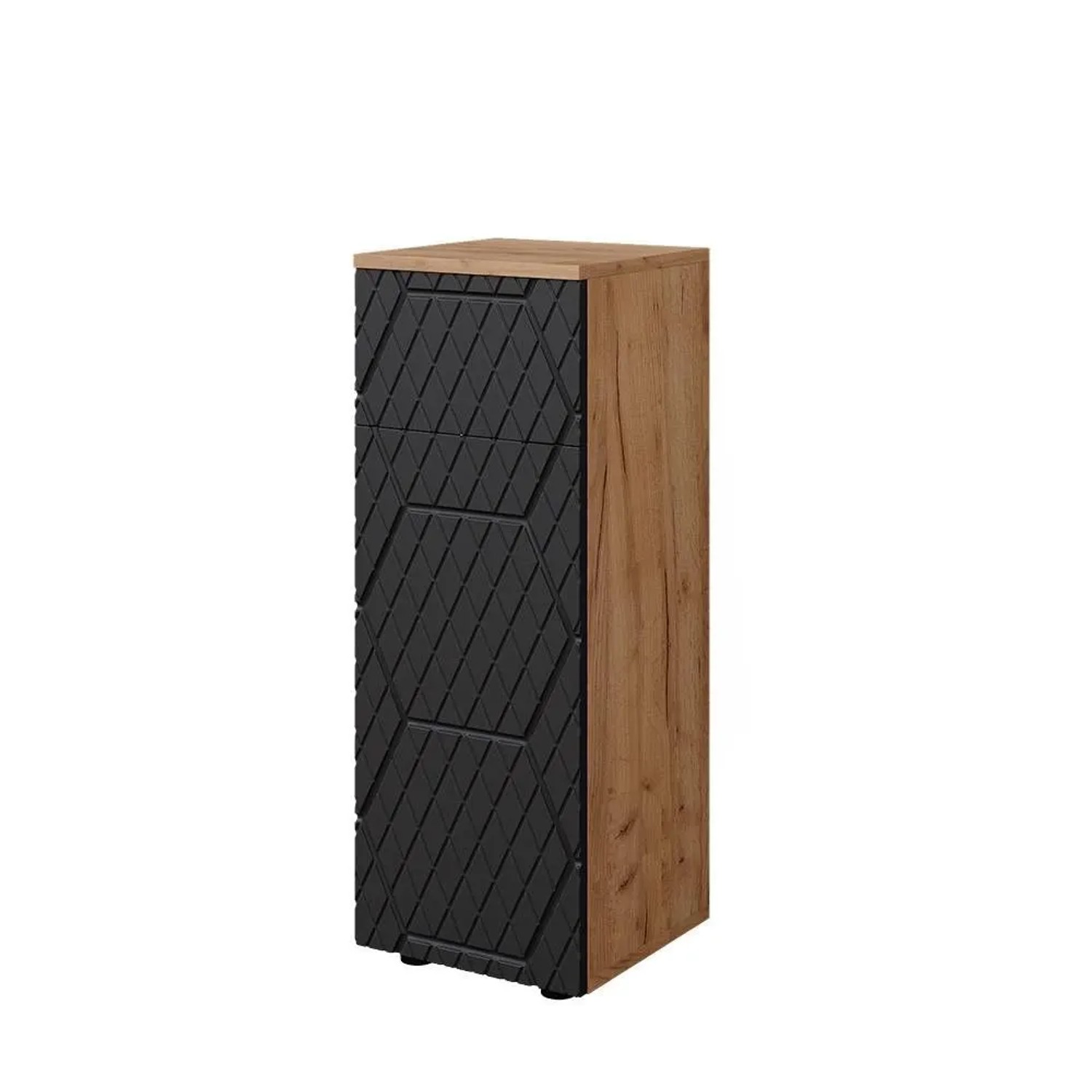 Vicco Midischrank Irma Anthrazit mit Wabenstruktur 30 x 81 mit 1 Schublade 2 Fächer Badezimmer
