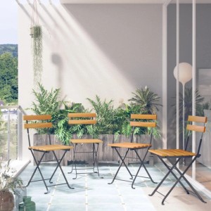 Klappbare Bistrostühle (4 Stk.) aus Akazienholz für Garten, Terrasse oder Balkon.