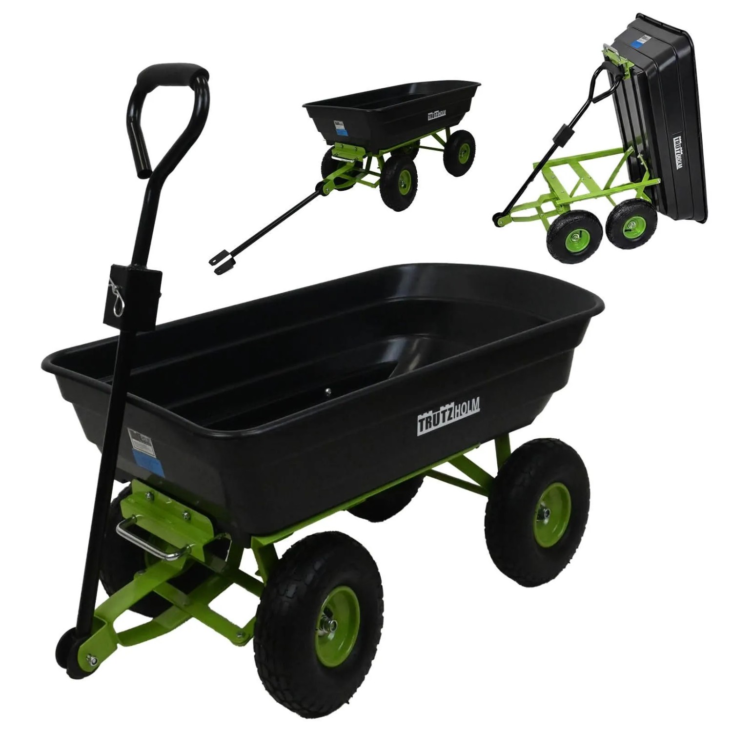 TRUTZHOLM Gartenwagen Kippbar Tragkraft 300 kg Schwarz Grün