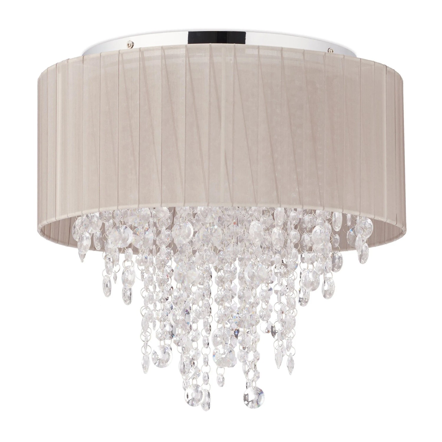 Relaxdays Deckenlampe Organza Grau Mit Kristallketten 39 Cm X 39, 5 Cm 1, 9 Kg