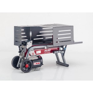 Al-Ko Elektroholzspalter LSH 370/4, liegend mit Schutzabdeckung und Rädern.