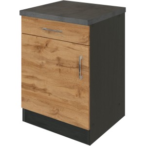 Held Möbel Unterschrank Sorrento, 50x85x60 cm, mit Tür und Schublade in Wotan Eiche Optik.