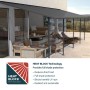 Canopia Terrassenüberdachung Capri, 425x300 cm, anthrazitgrau, mit Gartenmöbeln auf Terrasse.