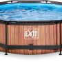 Exit Stahlrahmenpool-Set Wood, Ø 300 cm, Holzoptik, runder Aufstellpool mit Stahlrahmen und Filterpumpe.