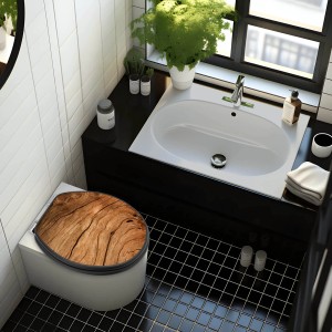 Banjado WC-Sitz Anthrazit mit Holz-Motiv, Absenkautomatik, Soft Close, MDF