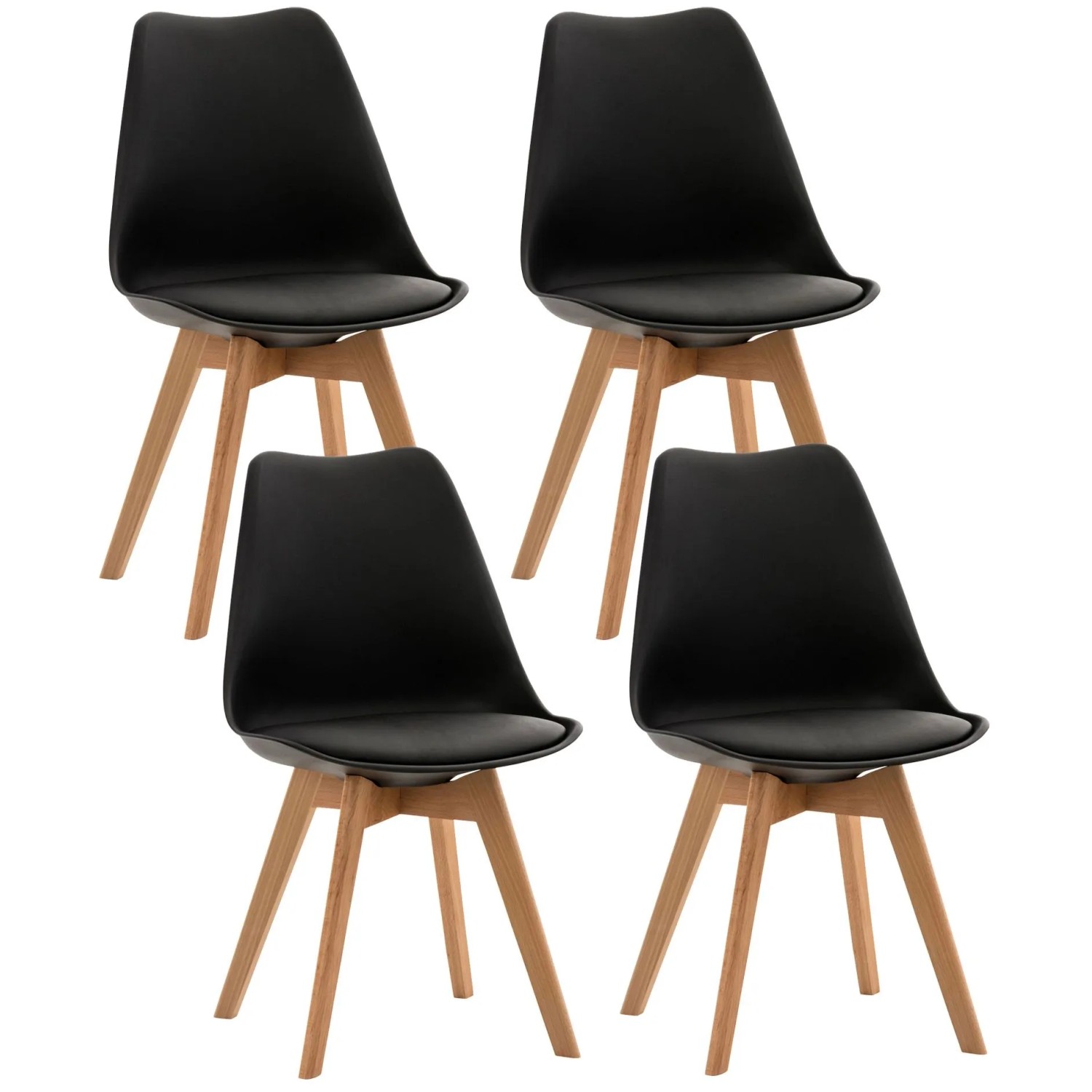 CLP 4er Set Esszimmerstuhl Linares schwarz/Kunststoff