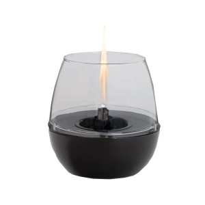 Tenderflame Tischfeuer Tulpe 18 mit schwarzem Porzellanfuß und Glasring. Deko-Kamin mit Flamme.