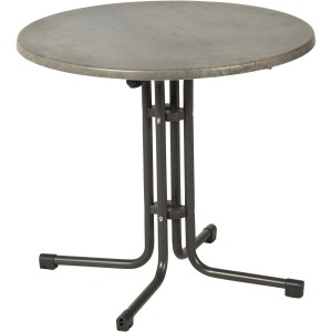 Runder, anthrazitfarbener Acamp Klapptisch Piazza, 80x80 cm, ideal für Garten und Balkon.