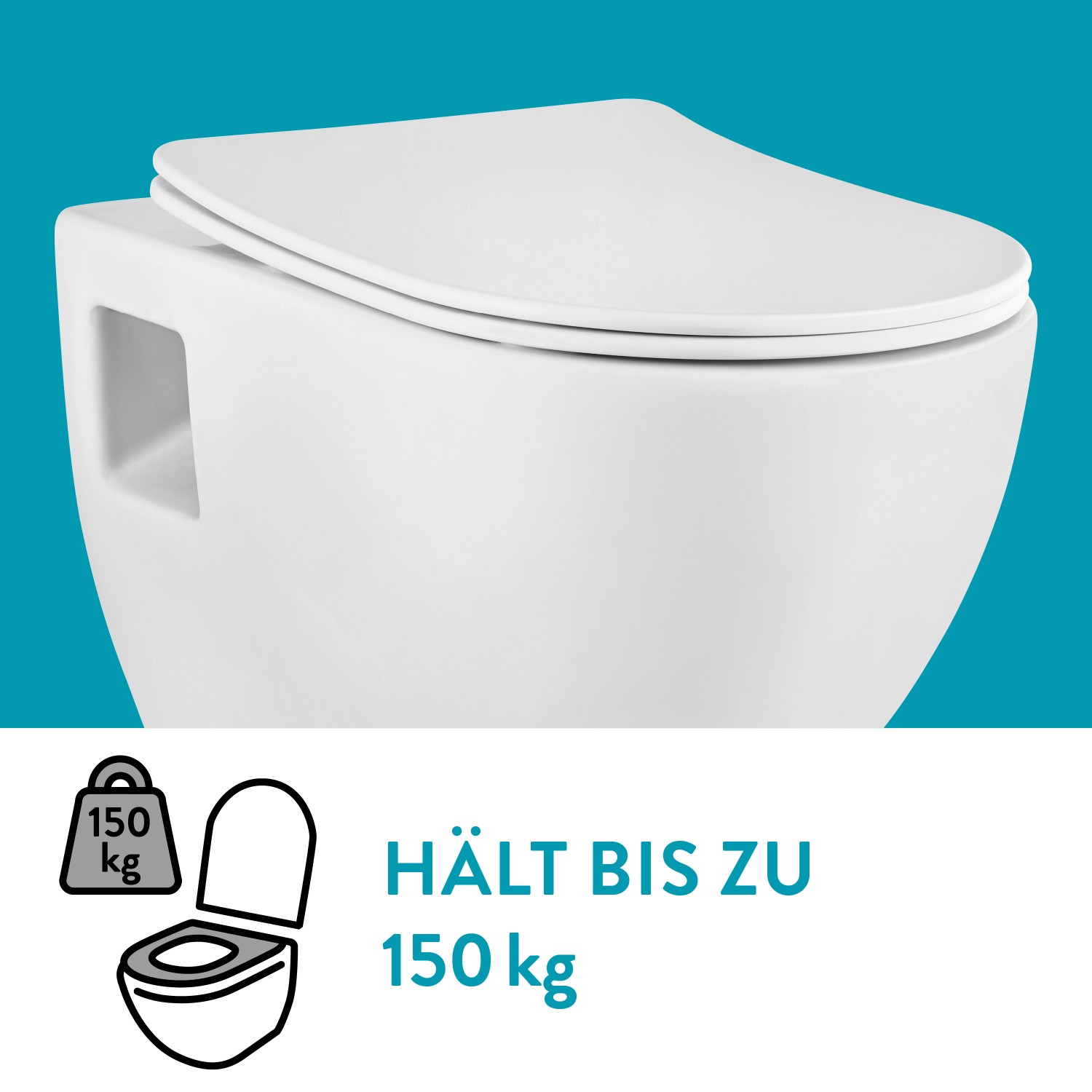 baliv Wand WC-Set Rockport, Tiefspüler, spülrandlos, weiß. Inklusive WC-Sitz mit Soft-Close.