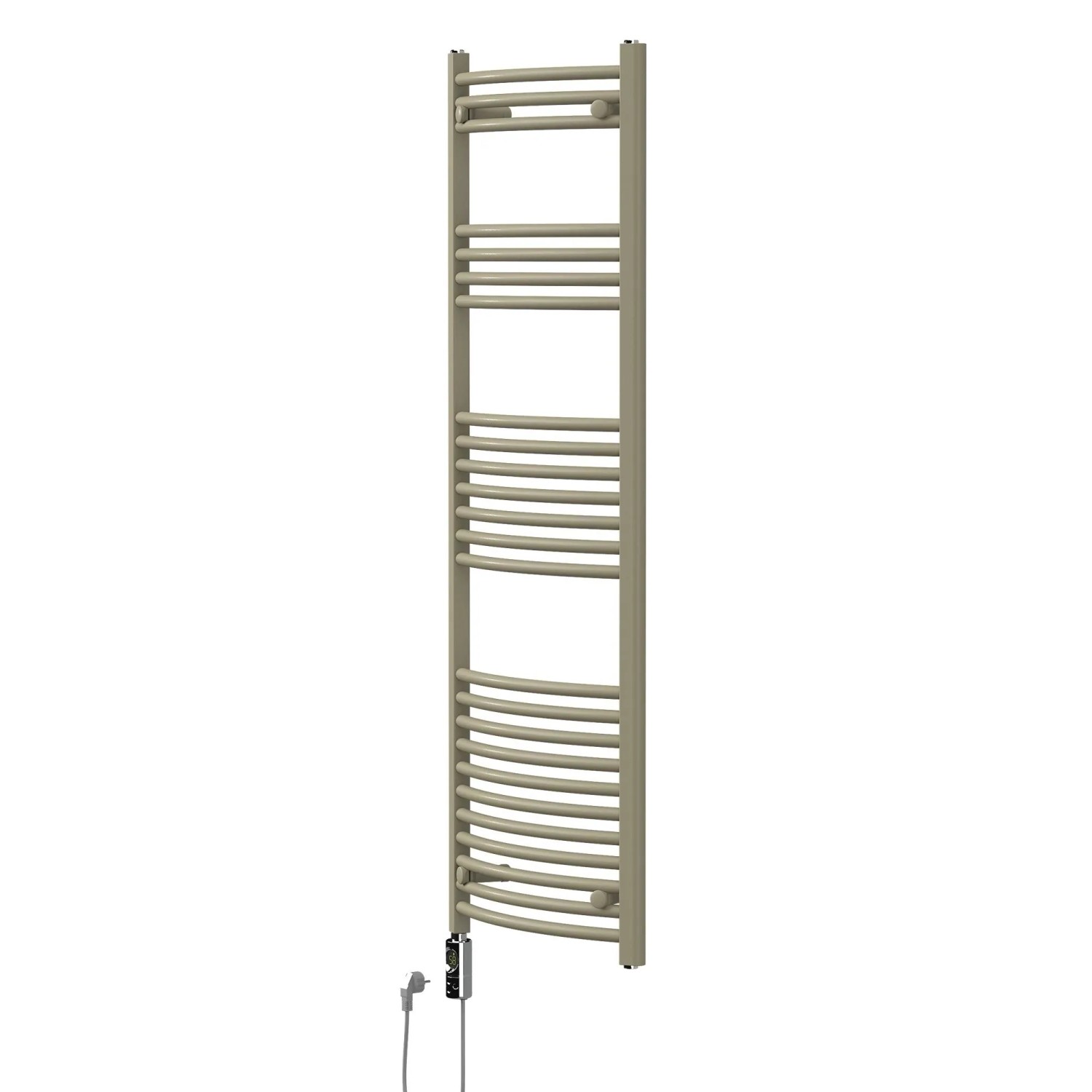 LuxeBath Handtuchheizkörper Elektrisch 600W Beige 500 x 1500 mm Badheizkörper Gebogen mit Seitenanschluss