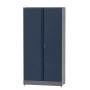 Dunkelblauer Küpper Materialschrank, 180 cm hoch, mit 2 Türen und 10 Schubladen. Werkzeugschrank für Werkstatt und Garage.
