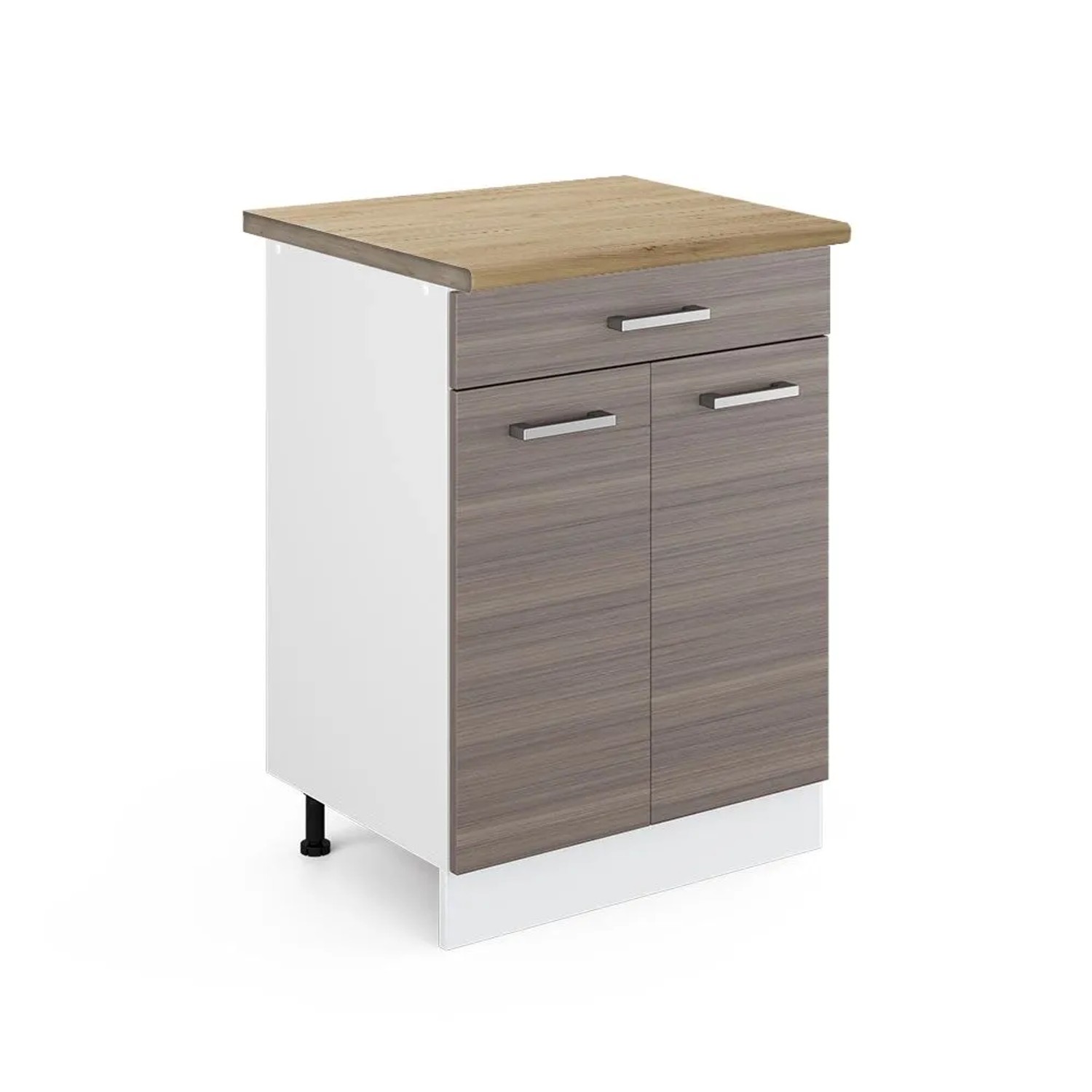 Vicco Küchenunterschrank R-Line Grau Weiß 60 cm mit Schublade AP Eiche
