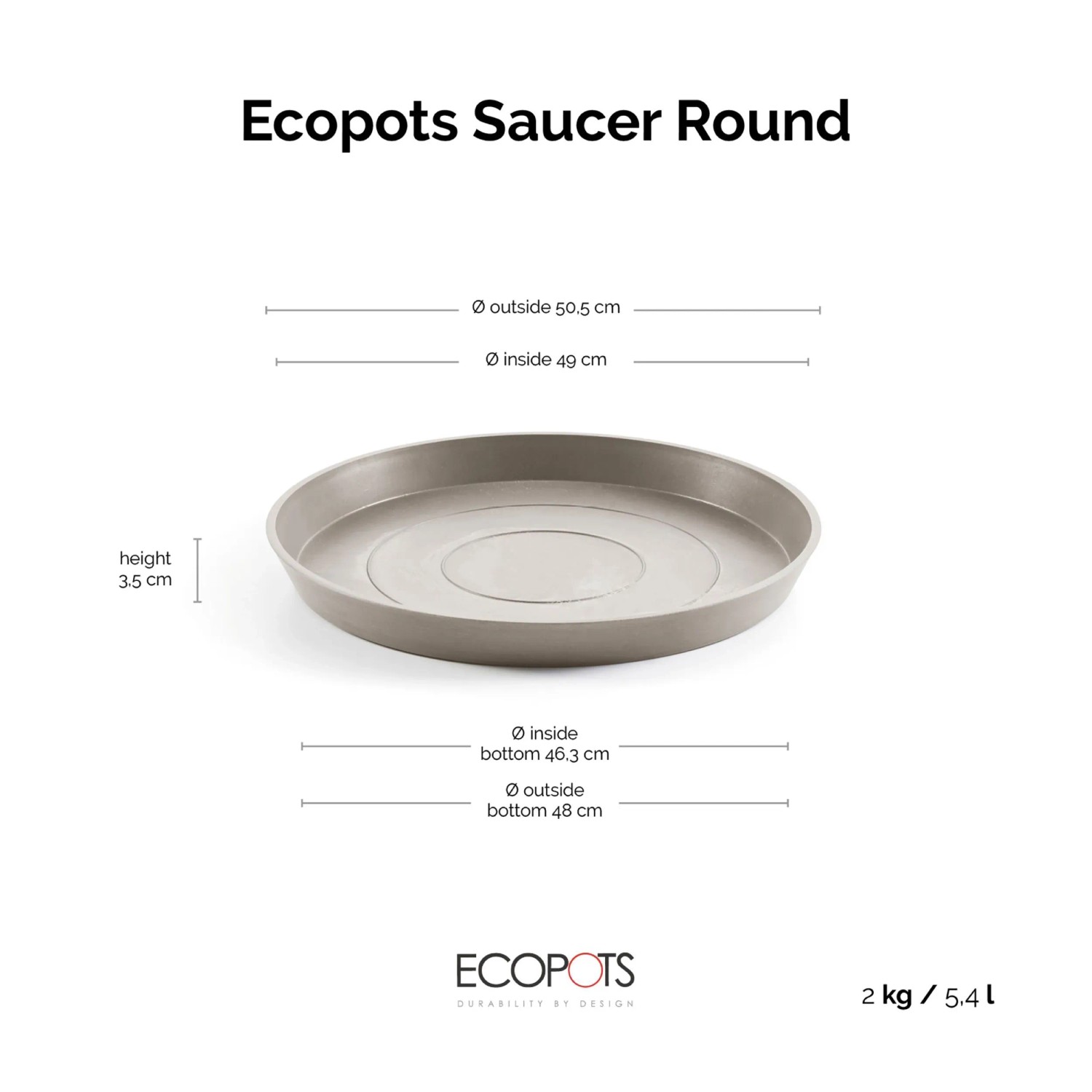 Ecopots Blumentopf Untersetzer 60 cm Kunststoff Braungrau kaufen bei OBI