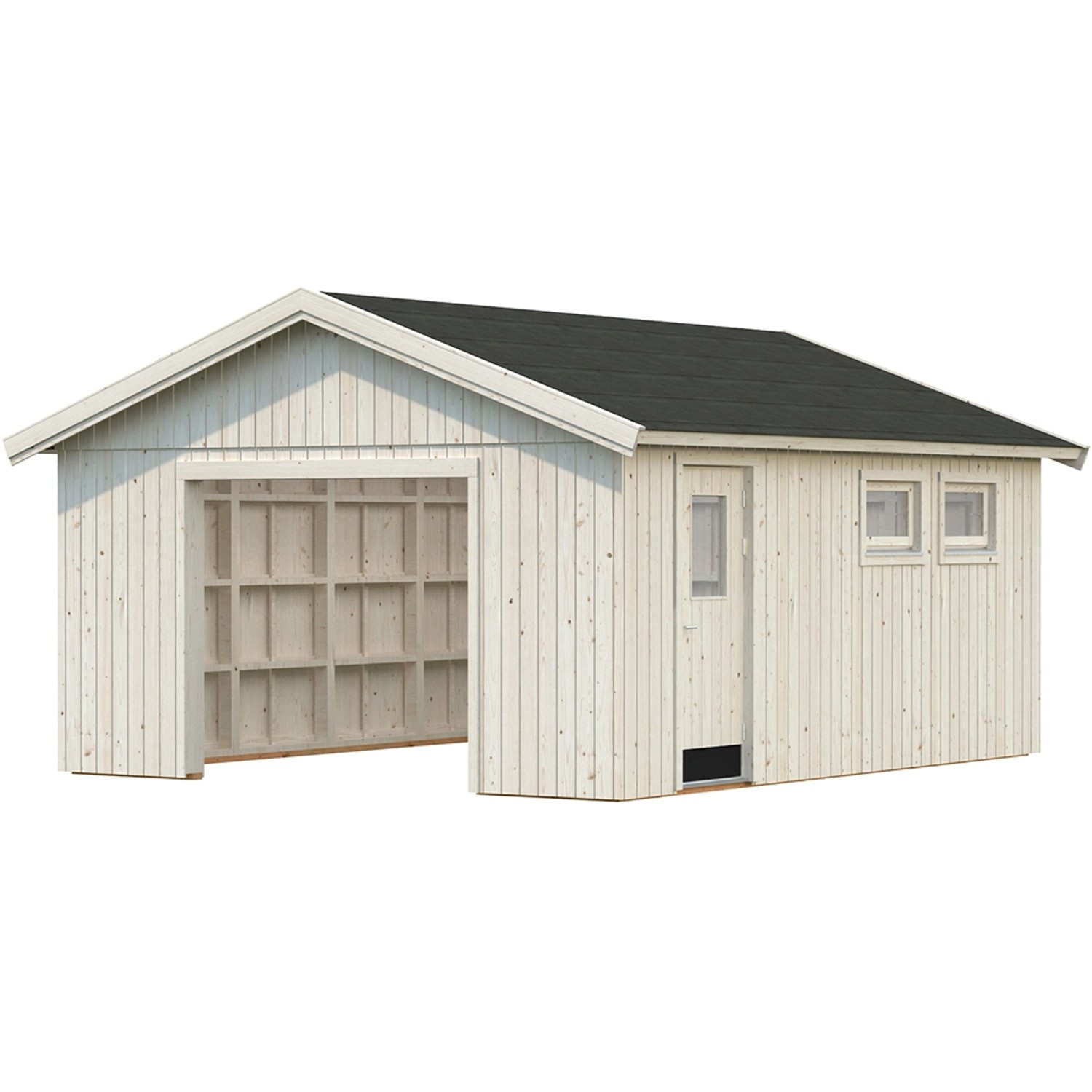 Palmako Garage Andre 21,5 m² Kit Natur Unbehandelt 448 cm x 548 cm Nordic+