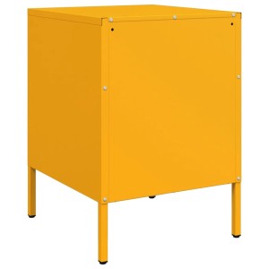 Senfgelber Nachttisch aus Stahl, 36x39x50,5 cm, 2er-Set. Ideal für Schlafzimmer.