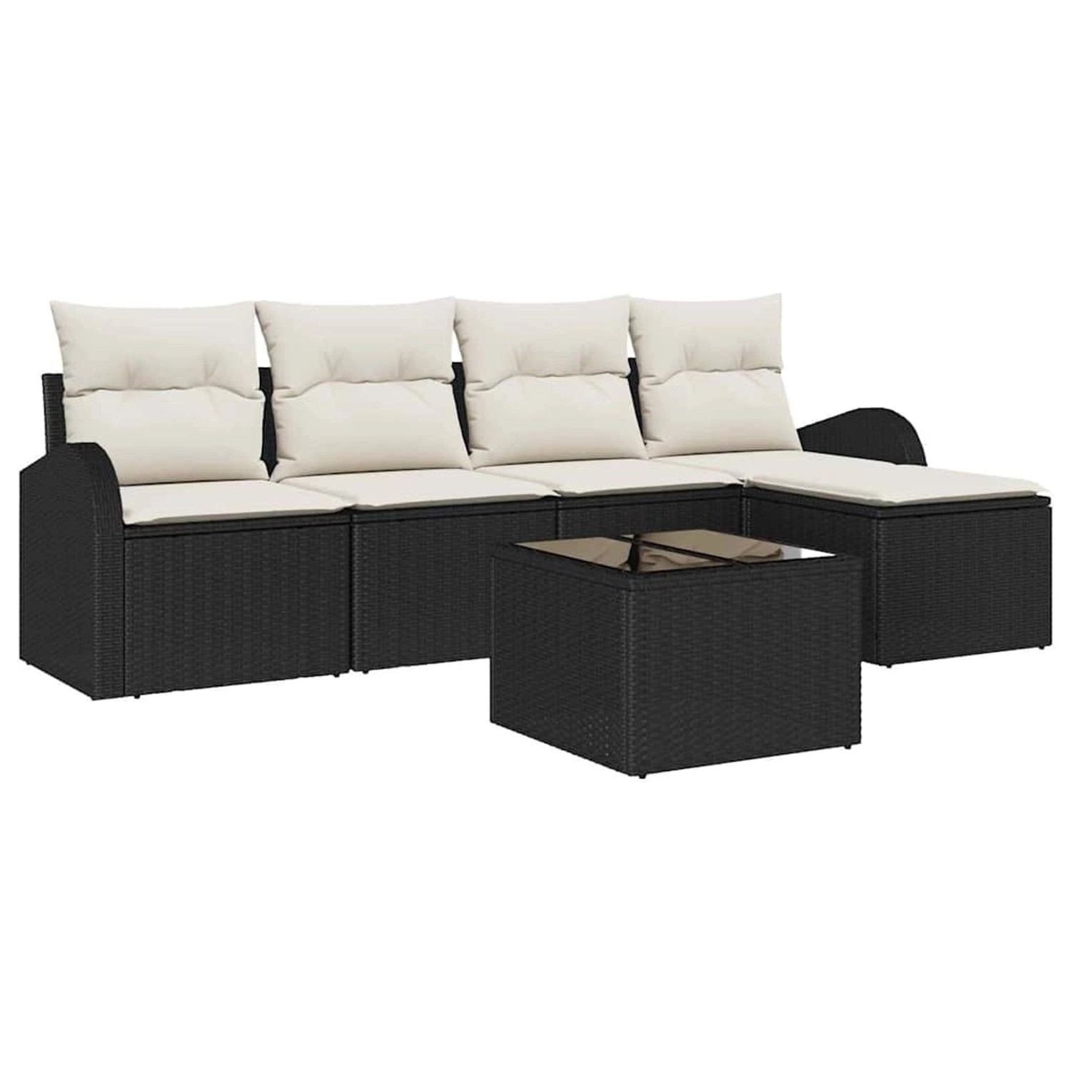 vidaXL Garten-Sofa-Set mit Kissen 6-Tlg Schwarz Weiß Poly Rattan 3354676 günstig online kaufen