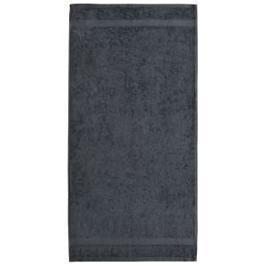 Anthrazitfarbenes Dyckhoff Handtuch Planet, 50x100 cm, aus Baumwolle mit Bordüre.