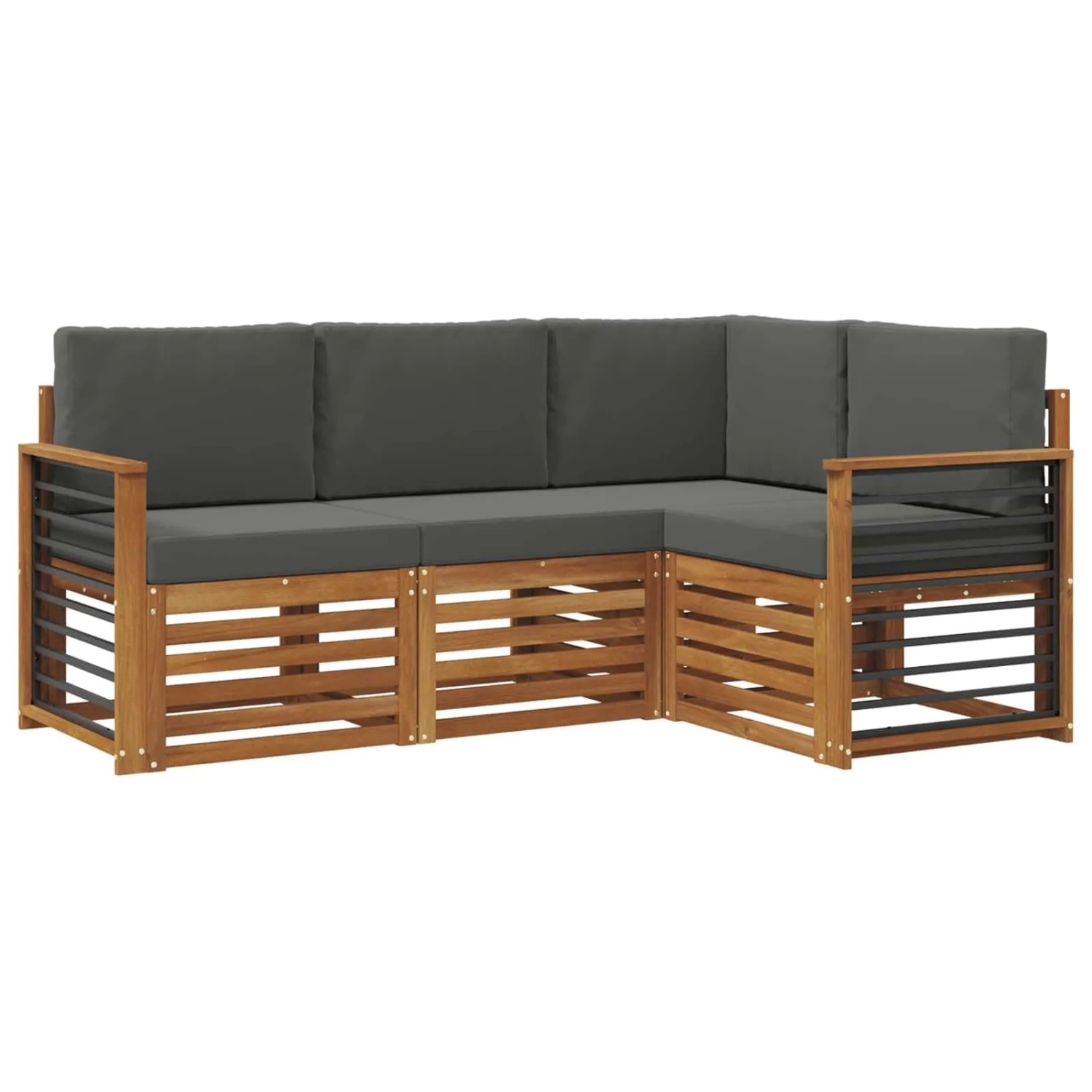 vidaXL Sofagarnituren 4 Tlg Natur und Anthrazit Massivholz Akazie 3374742