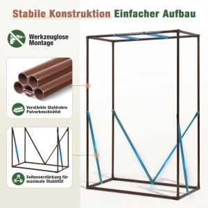 Stabiles Stahlrohrgestell für Foliengewächshaus, pulverbeschichtet, mit Seitenverstärkung für Tomatenhaus. Einfacher Aufbau.