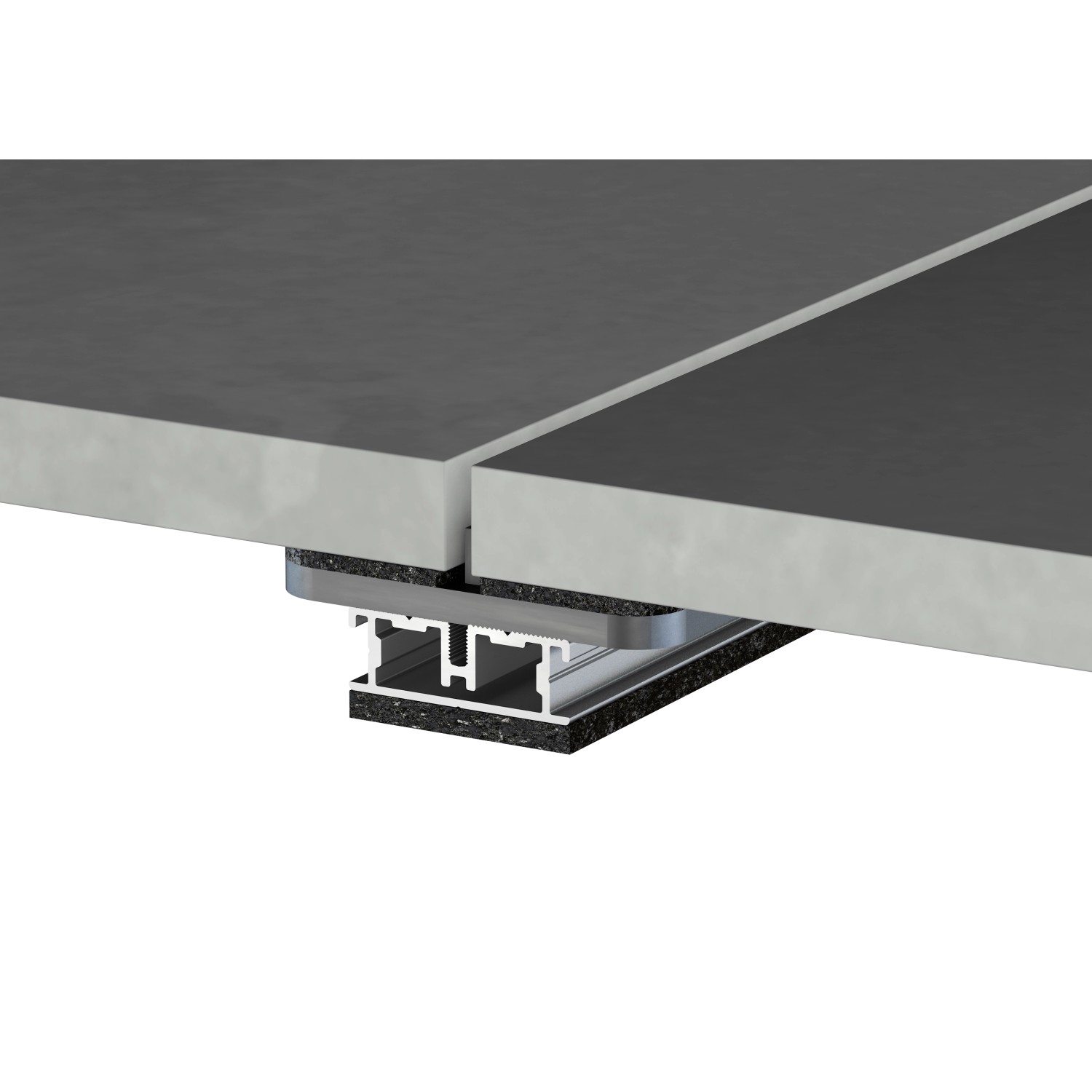 Schwarzes Aluprofil (45x15x2000 mm) für Terrassendielen, Detailansicht der Montage.