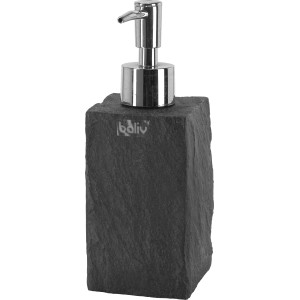 baliv Seifenspender in Steinoptik mit silbernem Pumpkopf für Bad & Küche.